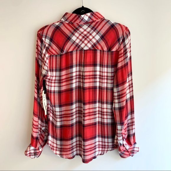 Ash & Ember Avalon Houston Fitted Plaid Flannel Shirt Red Size Small - Picture 15 of 15